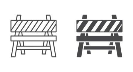 Fototapeten Pony Construction road barrier icon set in outline and solid style. Vector illustration  © Jahura