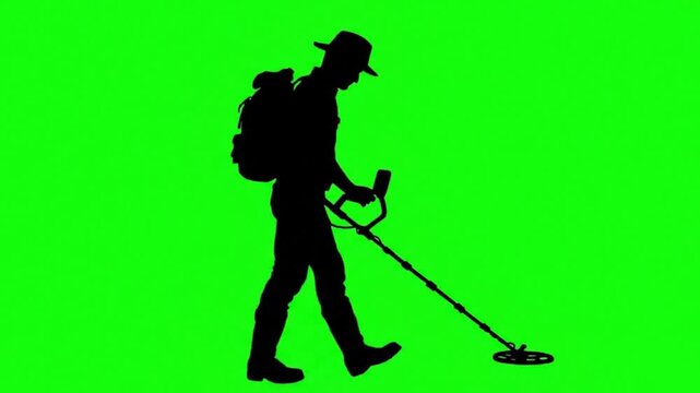 Treasure hunter silhouette vector animation video