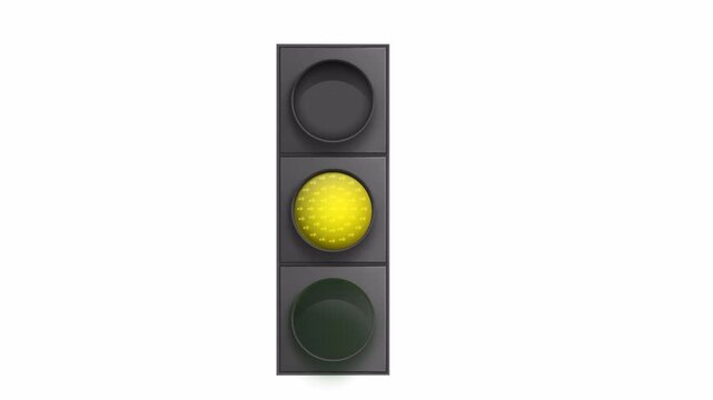 Traffic light changing sign animation on transparent background, realistic traffic light change red yellow green with alpha channel.
