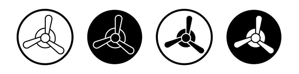 Airscrew icon collection in black and white filled and outlined style for web. © afsana