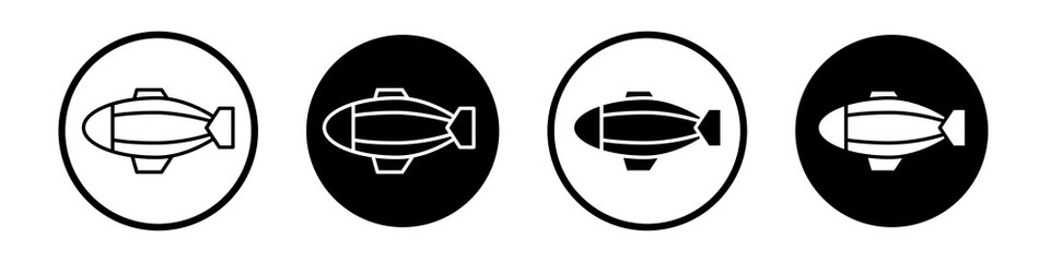 Airship icon collection in black and white filled and outlined style for web. © afsana