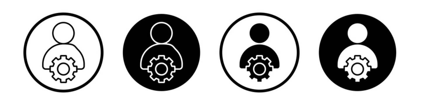 Admin icon collection in black and white filled and outlined style for web.