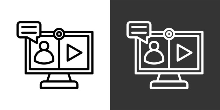 Webinar Black And White Multiple Style Icon Set Collection Pack Vector Illustration 