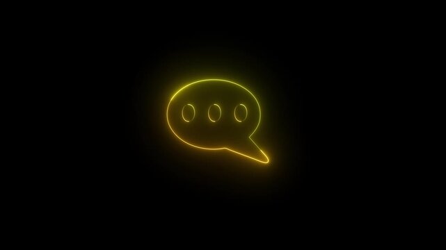 neon text message animated outline icon on black background