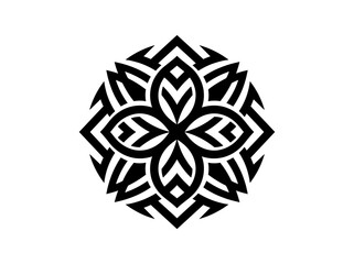 Tribal Mandala Tattoo Design - Symmetrical Geometric Flower Vector Icon © Prayitno
