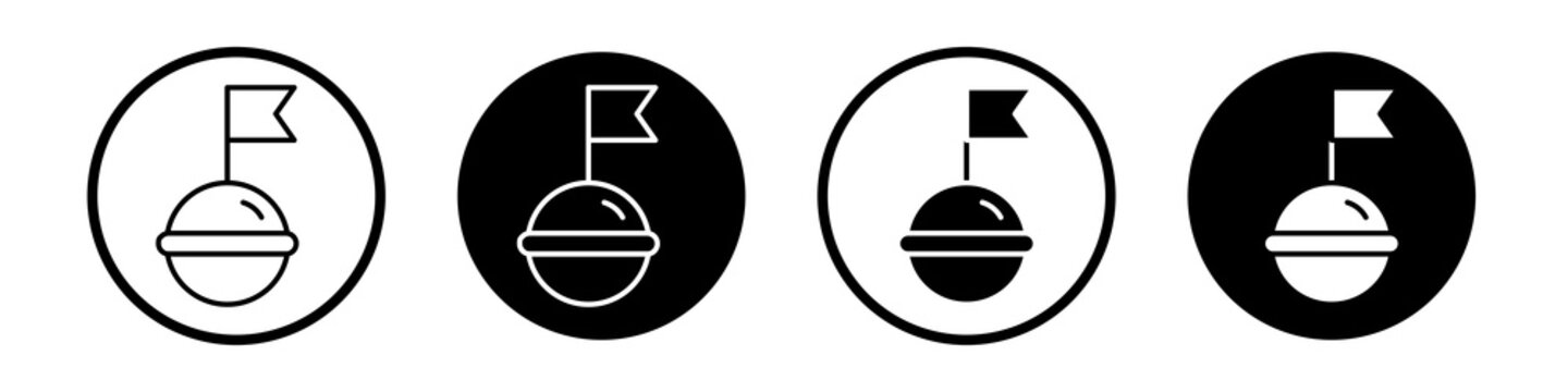 Buoy icon collection in black and white filled and outlined style for web.