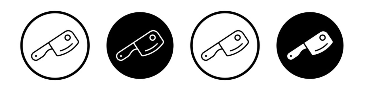 Butcher knife icon collection in black and white filled and outlined style for web.