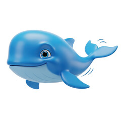 Naklejka premium PNG - 3D animated blue cartoon whale swimming in water with playful expression on a clean white background