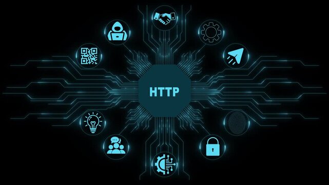 HTTP Technology Interface with Secure Web Communication and Digital Network Infrastructure 4k visuals