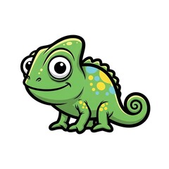 Obraz premium Cute green cartoon dinosaur character isolated.