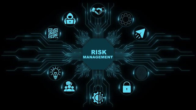 Risk Management Technology Interface with Digital Security Monitoring and Enterprise Control Systems 4k animation video