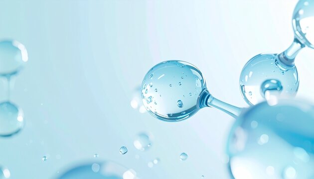 水のように澄んだ美容液成分と高保湿スキンケア研究イメージ ジェネレーティブAI