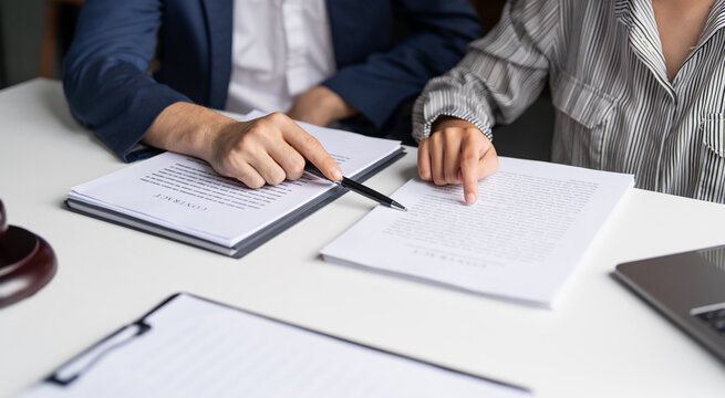 Lawyer businessman working&nbsp;with lawbook in office&nbsp;or courtroom Legal counsel with gavel and legal law. justice and lawyer concept Judge gavel hammer on Lawyer desk.