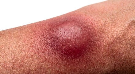 Naklejka premium Deep Furuncle Skin Boil with Hard Inflamed Lump Beneath Skin Surface