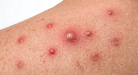 Fototapeta premium Multiple Recurrent Small Boils and Furuncle Lesions Skin Condition