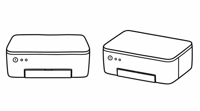 Modern office printer and scanner devices illustration.