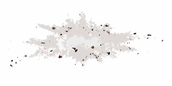 Brown dirt splatter with scattered particles on a white background isolated texture soil mud splash