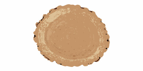Tree trunk cross section illustration with visible growth rings on a white background wood grain © Ripan