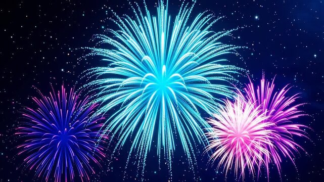 Pixel Fireworks Fade in 16-Bit Night