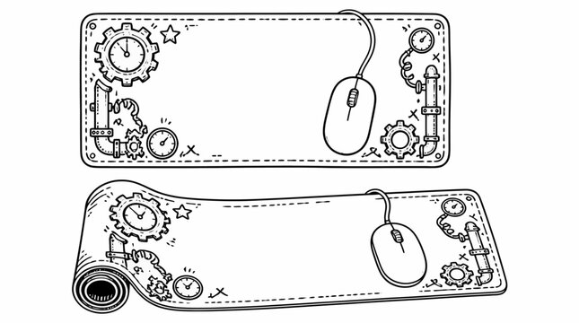Illustrated mouse pad with mechanical gears design.