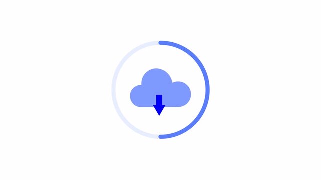 Cloud download icon sign animation on transparent background, cloud download progress bar with arrow icon animated.
