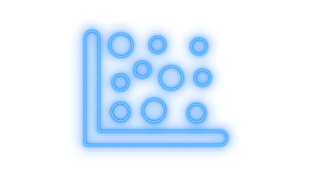 Glowing neon scatter plot chart icon isolated on transparent background. Data visualization. Analytics graph. Statistics symbol. Business dashboard element.