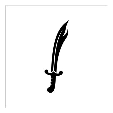 Curved middle eastern scimitar sword silhouette with middle east scimitar historical oriental fighting military tradition silhouette illustration isolated
