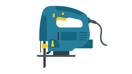 Naklejka premium Blue electric jigsaw power tool for precision wood cutting.