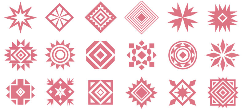 Aztec tribal silhouettes, geometric native inspired ornamental elements for banners, postcards, invitations, flyers and creative designs.