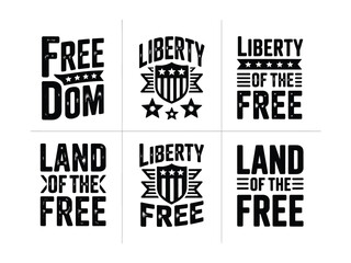 Patriotic american text and logo designs on white background  freedom liberty  various phrases © Tanha