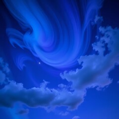 Obraz premium Swirling clouds of blue and purple hues dance across a starry night sky, ||blue, gold