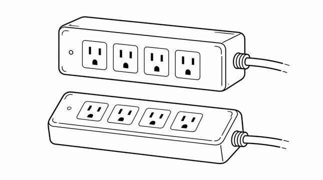 White power strip with multiple electrical outlets and cord.