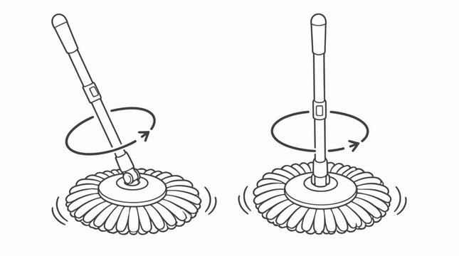 Illustration of rotating brush head with handle.