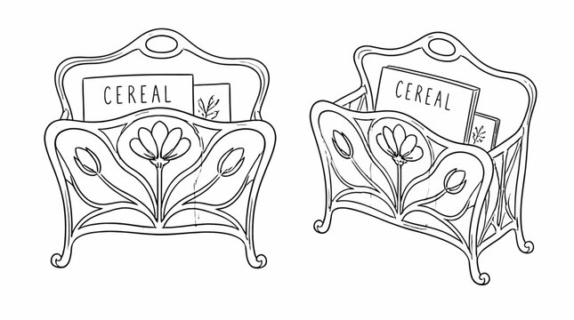 Vintage Cereal Box Holder Illustration Pair.