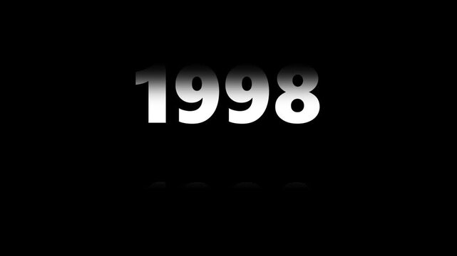 Retro 90s digital countdown timer animation, 1996 to 1999 years sequence on black background, for nostalgic projects
