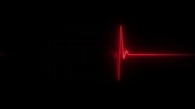 Cardiogram heartbeat pulse neon video animation. Emergency ekg monitoring motion graphics 4k animation video.