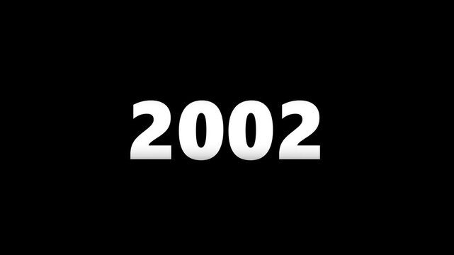 Time travel transition effect: years counting upwards from 1998 to 2004 in bold white typography on black background