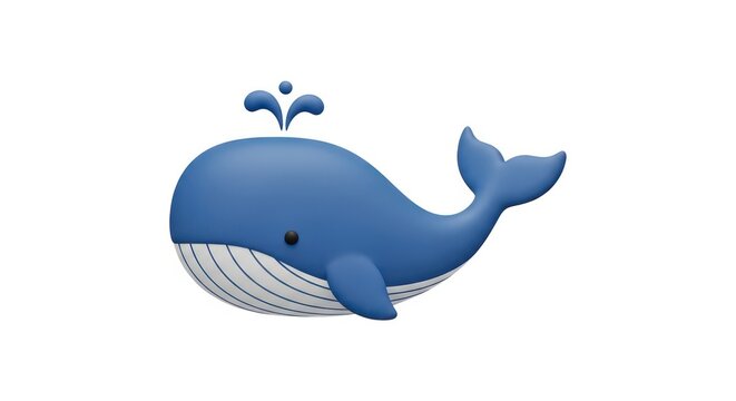 Blue whale cartoon ocean animal.