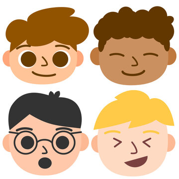 set of funny boy faces 