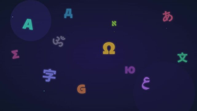 language learning global alphabet letters motion background