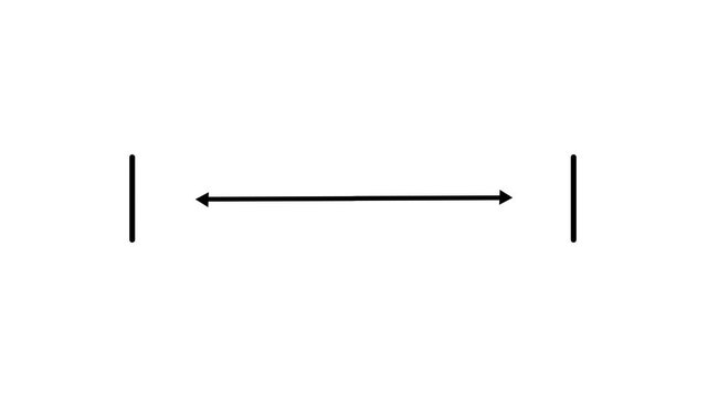 Two Vertical Lines with a Double- Ended Arrow Between Them on a White Background distance measurement