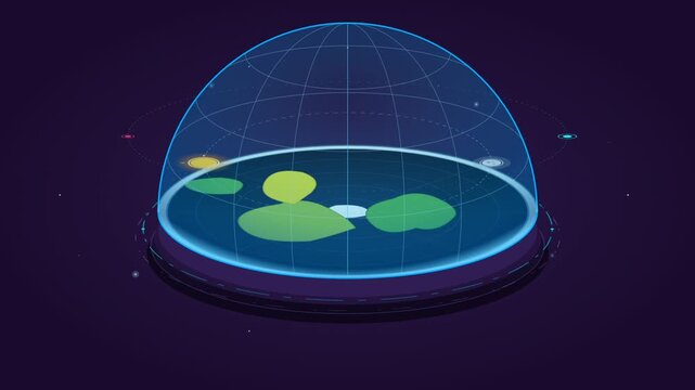 3D Flat Earth Concept Model with Rotating Celestial Orbit Animation