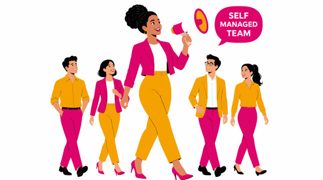 Confident businesswoman leading a self managed team.