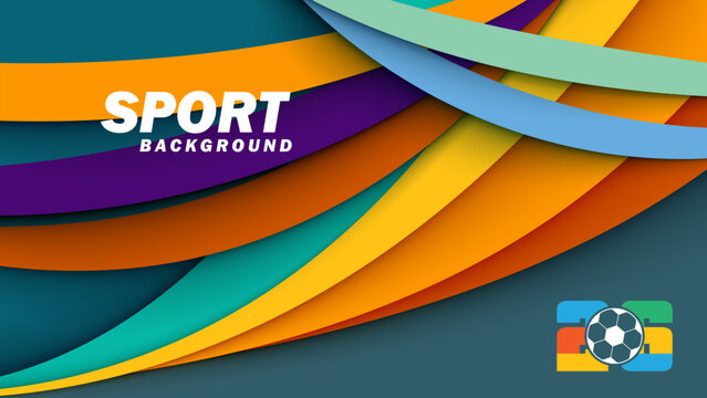 Abstract Sport Background with Colorful Dynamic Wave Shapes and Modern Layered Design
