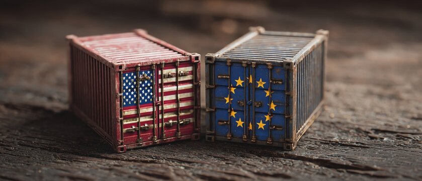 Shipping containers representing trade relations.
