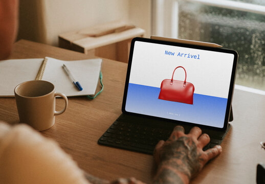 Online Shopping Digital Convenience Laptop Mockup PSD