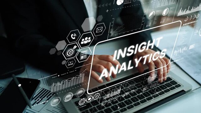 Professional Businessman Typing on Laptop in Office Setting Surrounded by Papers and Documents. Asymptotic smart data analytic.