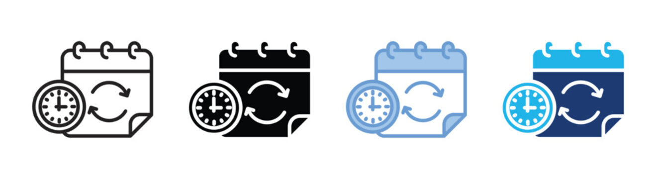 Flexible schedule icon set multiple style collection