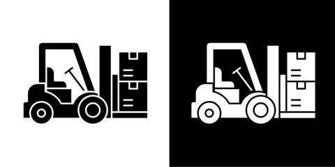 Forklift Truck Icon Set White Glyph Style Collection © ArtMatrix Studio