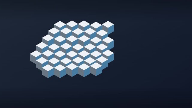 geometric isometric cube grid stacking modern tech background
